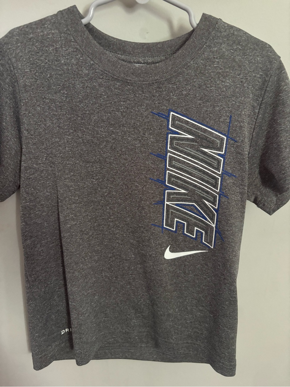Kids Nike Gray Dri-FIT Tee with White Logo ALSO ON De POP